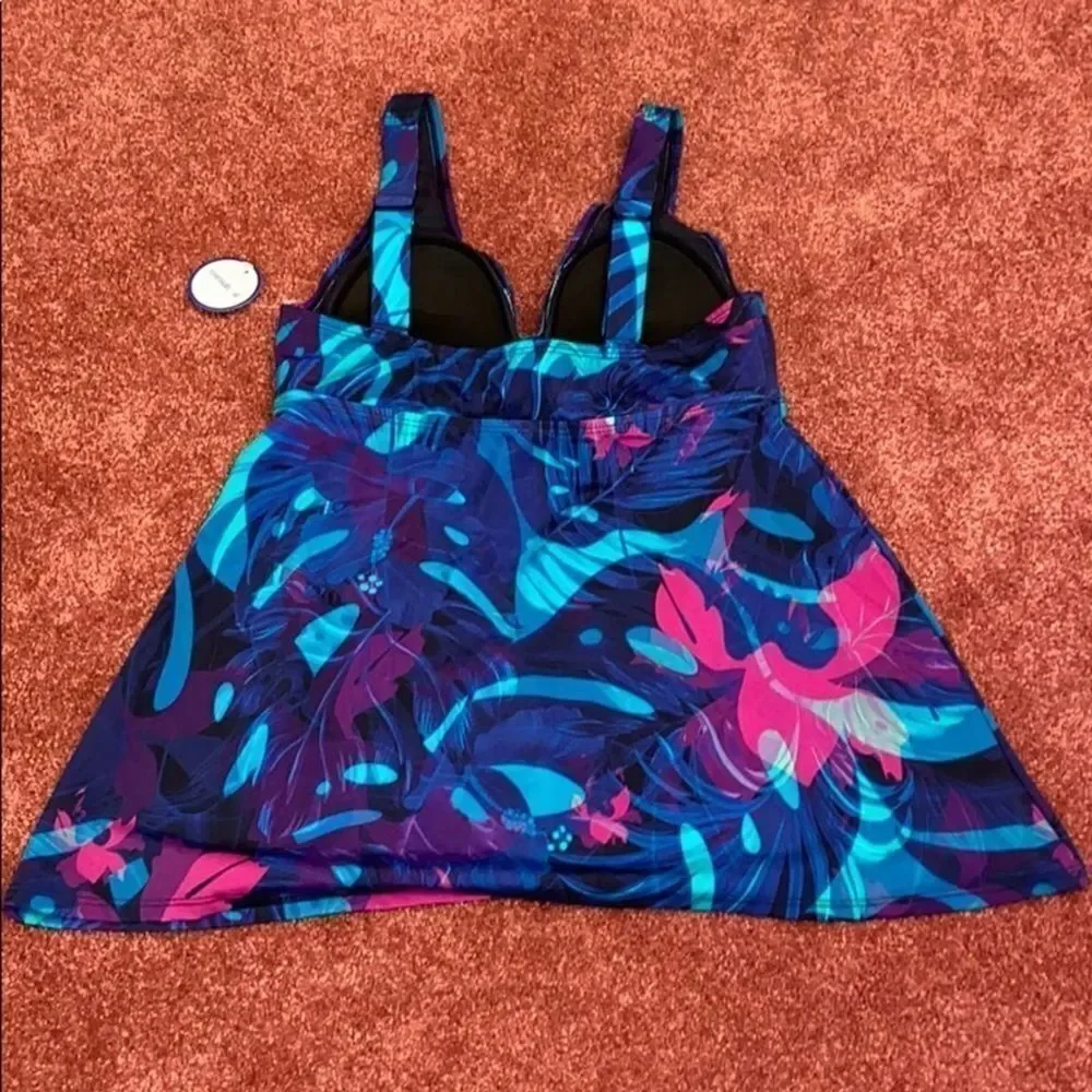 Swimsuit for all Blue Leaves Tankini Swim Top 8